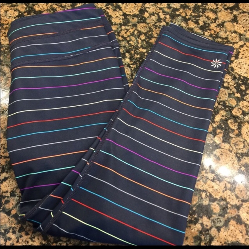 Sz S Athleta Capri Navy Stripe